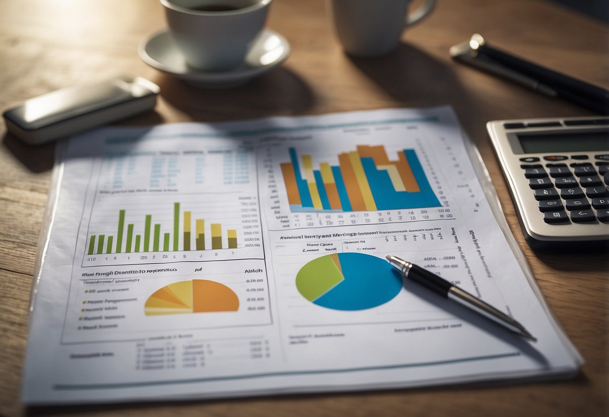 A table with various mortgage options for expats in the UK. Charts and graphs show interest rates, repayment terms, and eligibility criteria