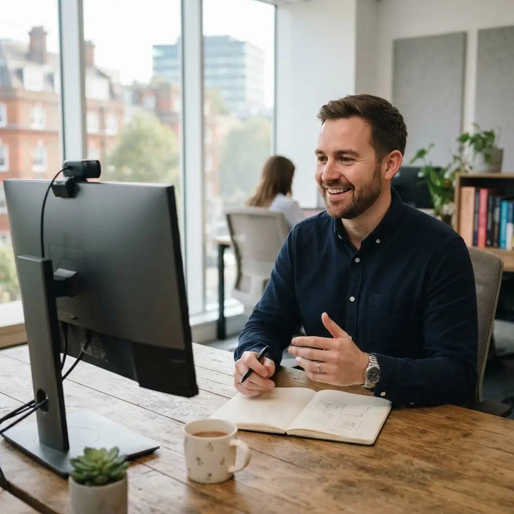 Expat Mortgage Adviser on a Video Call Expat mortgage adviser on a video call with a client in the Philippines